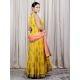 Yellow Gathered Anarkali Set with Hand Embroidery